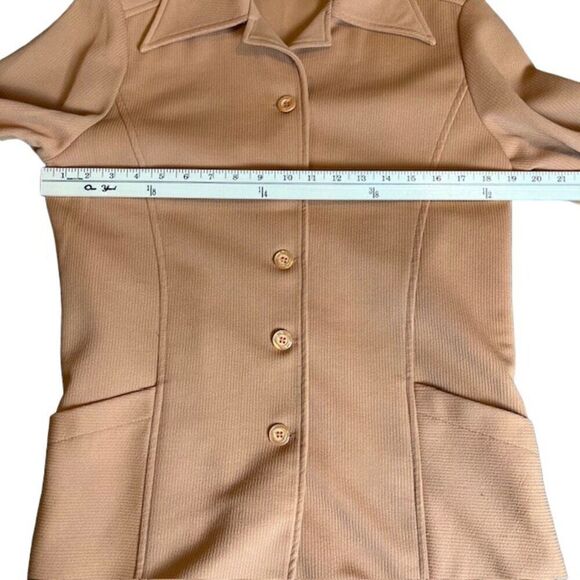 Graff Californiawear Vintage 70's Polyester Button Blazer Camel Great Cuffs! - Picture 6 of 9